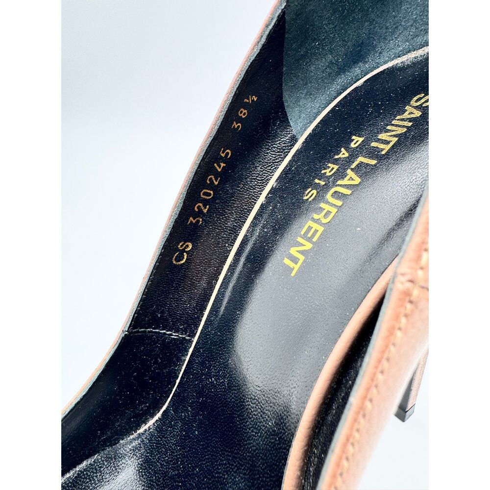 Saint Laurent Janis Hedi Slimane Pink Nude Textured Leather Platform Pumps 38.5 - Picture 3 of 14